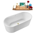 thumbnail image 4 of 67" Streamline G-53-232-GLD Soaking Glossy White Freestanding Tub and Tray With Internal Drain in Polished Gold, 4 of 6