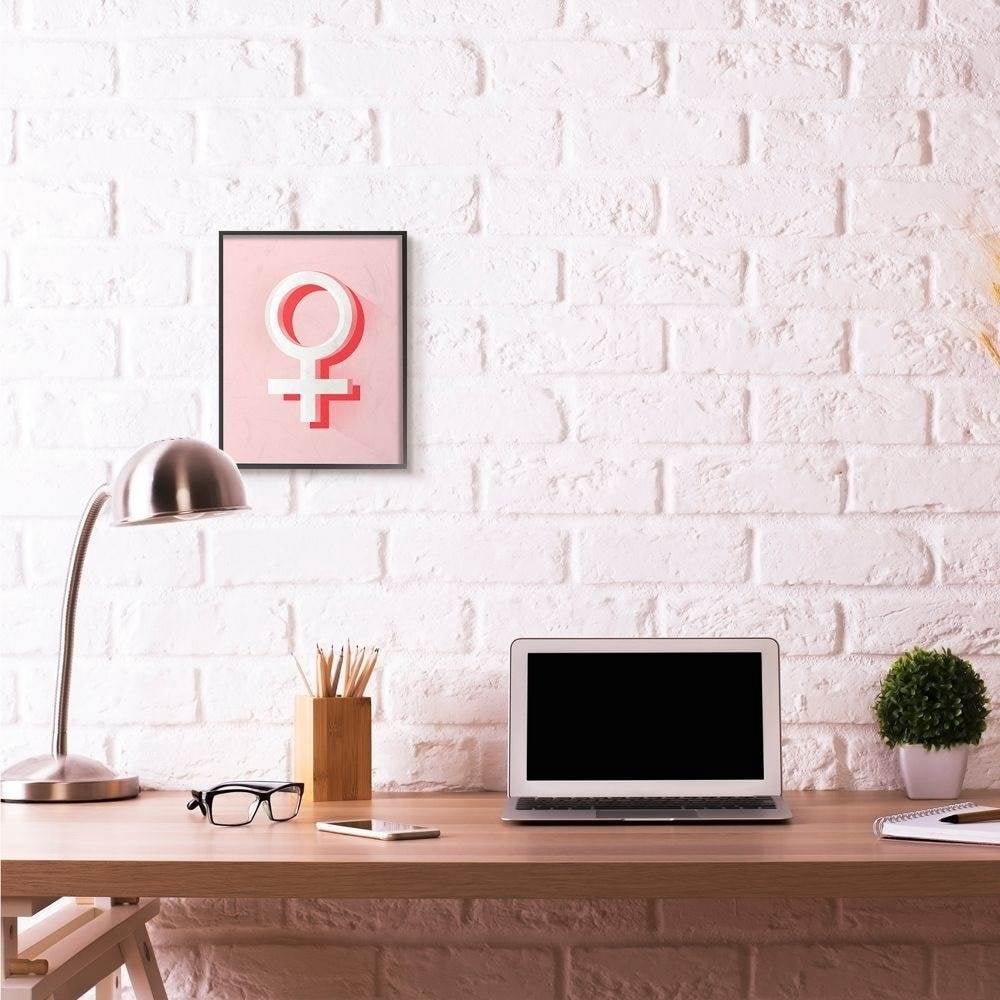 Stupell Industries Female Symbol Fashion Modern Pink Textured Design Framed Giclee Texturized Art by Daphne Polselli