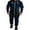 Navy Blue, variant on Mens Fleece Lined Hooded Jumpsuit Full Zip one-piece Rompers One Piece Overalls Jogging Suit Tracksuit with Pockets