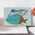 thumbnail image 2 of Fishing Cutting Board, Large Fat Fish Holding a Flag with Love Words Humorous Fun Theme, Decorative Tempered Glass Cutting and Serving Board, Small Size, Multicolor, by Ambesonne, 2 of 5