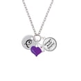 thumbnail image 2 of Delight Jewelry Silvertone Large Script Letter - Q - 3/4'' Disc - Purple Heart Nurse Strong Zoe Necklace, 2 of 4