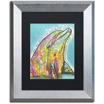 Trademark Fine Art "Dolphin" Canvas Art by Dean Russo, Black Matte, Silver Frame