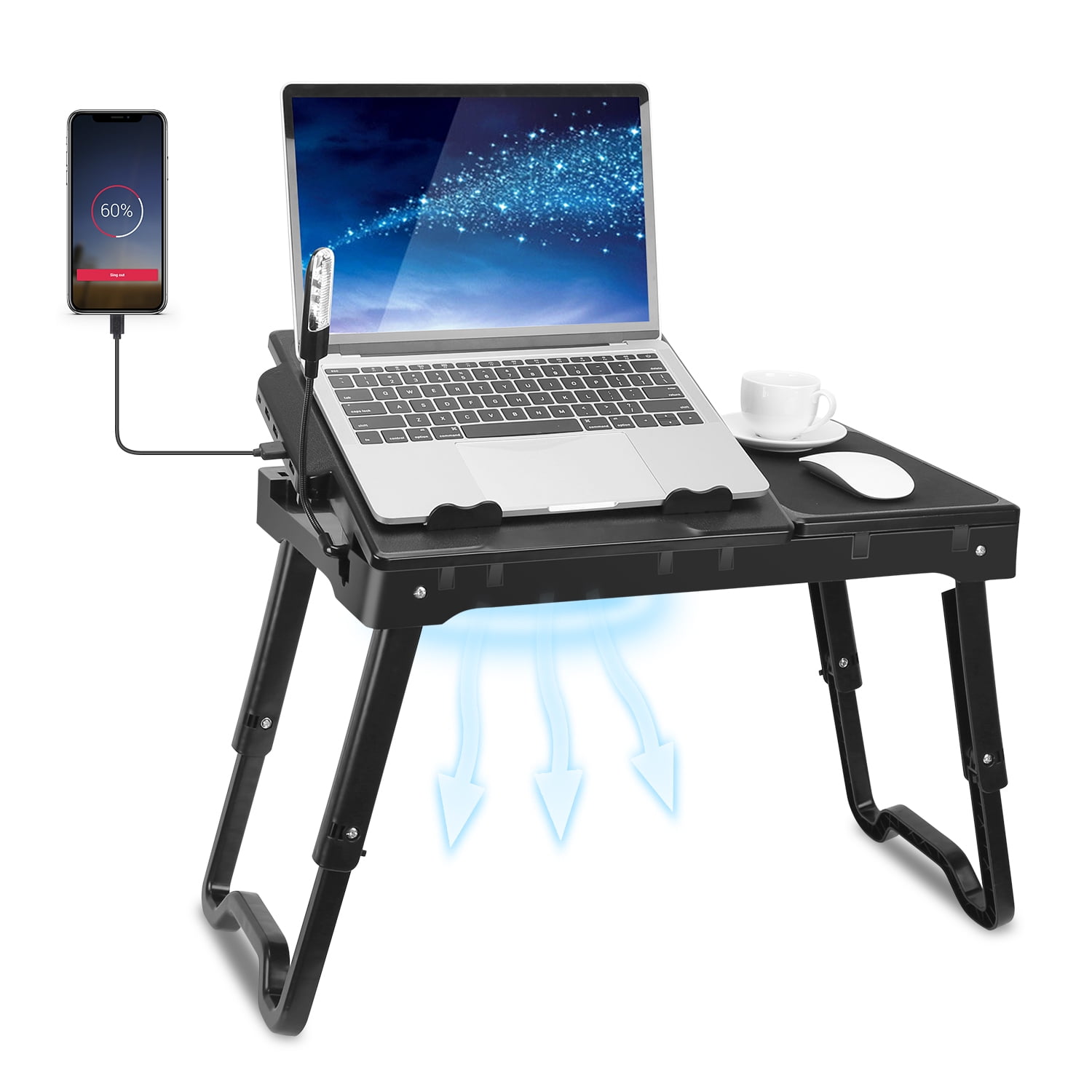 Bed Table Foldable Portable Multifunction Laptop Stand Desk Snack Tray 3 Color 