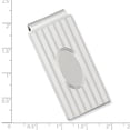 thumbnail image 2 of Solid Polished Patterned Engravable (front only) Silver Plated and Rhodium Horizontal Lines Hinged Money Clip Measures 5, 2 of 5