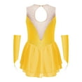 thumbnail image 3 of iixpin Kids Girls Figure Skating Dress with Gloves Dance Performance Costume Shiny Rhinestone Ballet Leotards Dress Yellow 6, 3 of 6