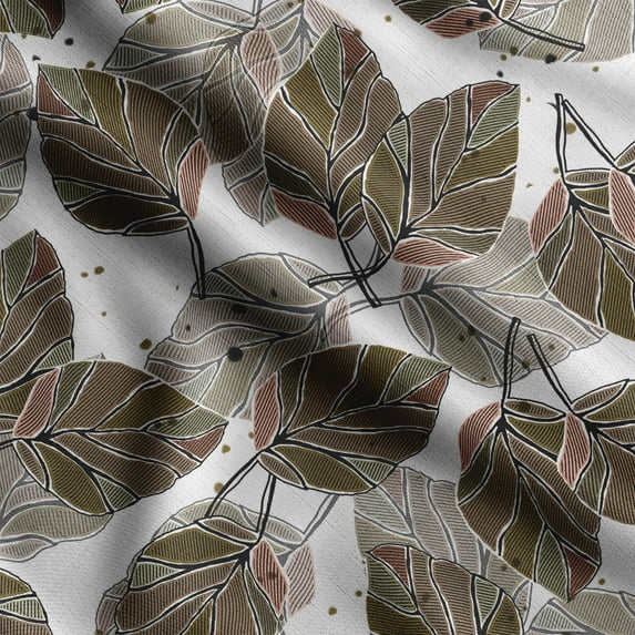 Soimoi Leaves Printed, Poly Canvas Fabric, Decor Sewing Fabric by The Yard 56 Inch Wide,Decorative Fabric for Curtains Tote Bags, Light Brown