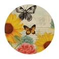 thumbnail image 2 of Awypu  Round Fitted Tablecloth Butterfly Sunflower Retro Bee Floral Table Cloth with Elastic Edged Waterproof Wipeable Round Table Cover for Patio Parties Outdoor Decor White, 2 of 7