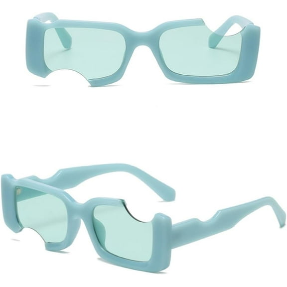 Rectangular White Sunglasses Women Cutout Frames Unique Small Sun Glasses Men Eyewear