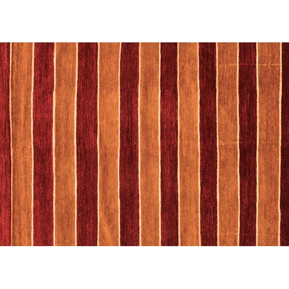 Ahgly Company Indoor Rectangle Abstract Orange Modern Area Rugs, 6' x 9'