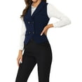 thumbnail image 4 of CHALECO DE TRAJE PARA MUJER INSPIRADOR CHIC Doble Botonadura Vestido Empresarial Chaleco Elegante 2XL Azul Oscuro, 4 of 6