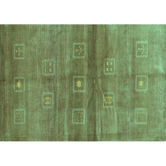 Ahgly Company Machine Washable Indoor Rectangle Abstract Turquoise Blue Contemporary Area Rugs, 3' x 5'