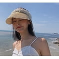thumbnail image 4 of CoCopeaunts Women's Sun Straw Hats Straw Visors Beach UV Protection Wide Brim Cap Elegant Pearl Topless Sun Hats Breathable Straw Visors, 4 of 5
