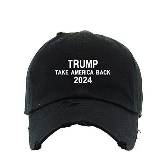 Take America Back Trump Vintage Baseball Cap Embroidered Cotton Adjustable Distressed Dad Hat Black
