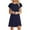 Navy, variant on QUYUON T-Shirt Dress for Women Ruffle Short Sleeve Scoop Neck Swing Dress Solid Color Summer Casual Loose Dresses A-Line Tunic T-Shirt Mini Shot Dress Beach Sundress Style D-4435 Black M