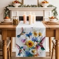 thumbnail image 2 of Table Runner - 108 Inch Long, Hummingbird Kitchen Dining Table Runner Dresser Scarves, Spring Farmhouse Oil Painting Sunflowers Farmhouse Decor for Coffee Tables Wedding Party Banquet, 2 of 8