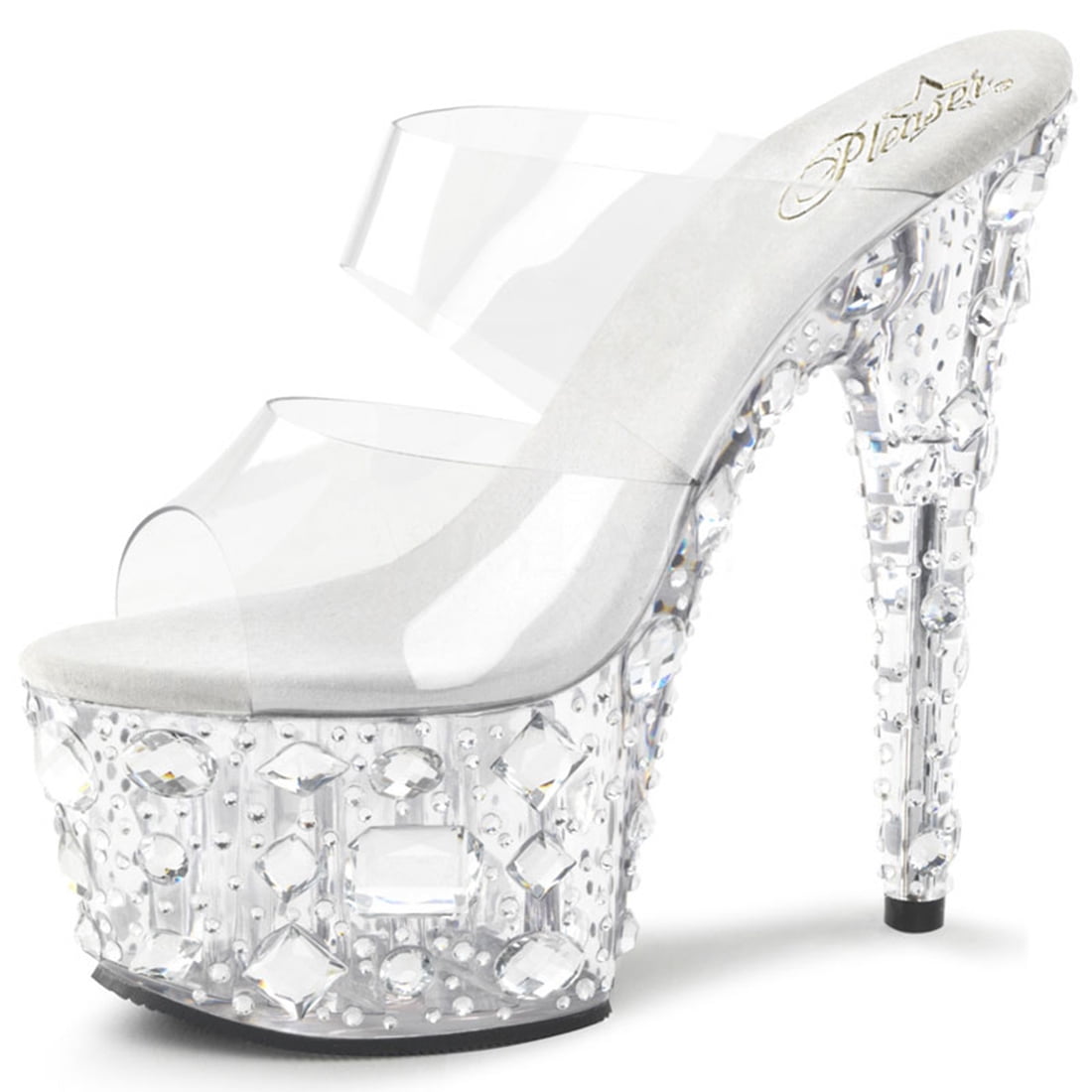clear heels with stones