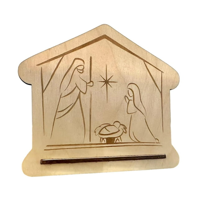 Decoraciones del nacimiento de Jesús, adornos cristianos, adornos de madera para festivales, decoraciones navideñas para el hogar familiar en
