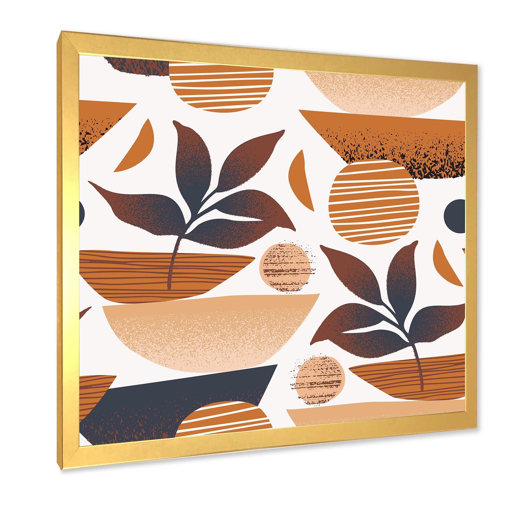 Designart 'Tropical Leaf Silhouettes and Shapes on White' Modern Framed Art Print