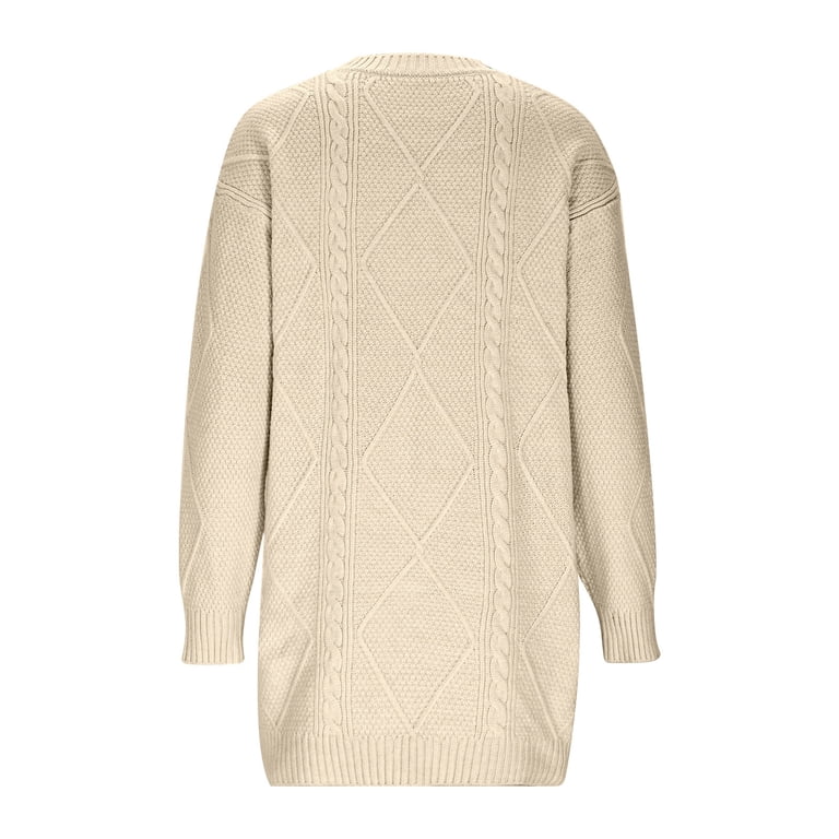 beige oversized sweater dress Clodeeu Womens Dress,Long Sleeve Grew Neck Chunky Knit Loose Tunics Pullover Tops Beige,Womens Plus L, Women's, Size: Large location-30839832640-outofstock