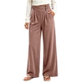 thumbnail image 4 of Sevevn Women's Soft Thick Vertical Rib Wide Leg Casual Pants High Waist Pleated Design With Side Pockets Fall Daily Wear Pants, 4 of 7