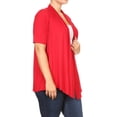 thumbnail image 2 of Women's Plus Size Short Sleeves Draped Open Front Solid Cardigan, 2 of 5