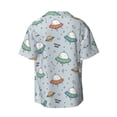 thumbnail image 2 of Vsdgher Spaceship Print Men's Wrinkle Free Untucked Cuban Shirt Business Casual Button Down Shirts Short Sleeve Shirt, 2 of 7