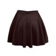 thumbnail image 2 of J. METHOD Women’s Skater Skirt Elastic Waist Casual Mini Flared Swing Pleated Skirts Made in USA NEWSK06 Brown L, 2 of 6
