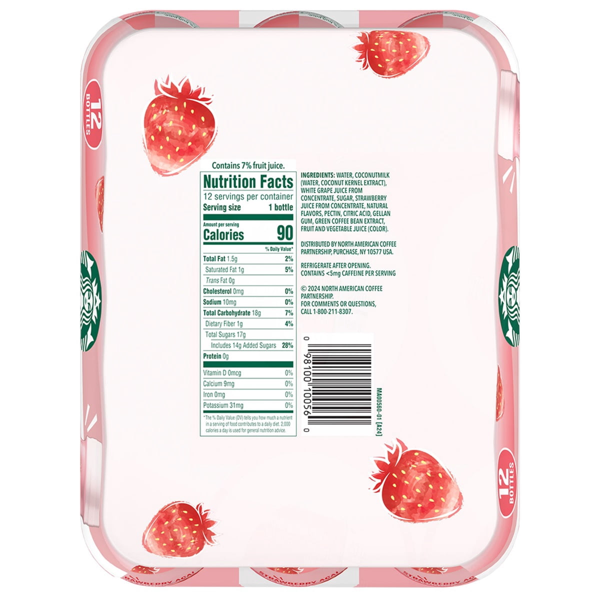 Starbucks Pink Drink, Strawberry Acai Coconutmilk Beverage, 8 Fl Oz (12 Count)