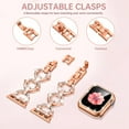thumbnail image 4 of Dwitch Apple Watch Series 9/8/7 Band & Case,Bling Diamond Jewelry Metal Strap Band with 1 Pack Tempered Glass Screen Protector Cover Women Girl Bracelet Wristbands for iWatch 45mm,Rosegold, 4 of 7