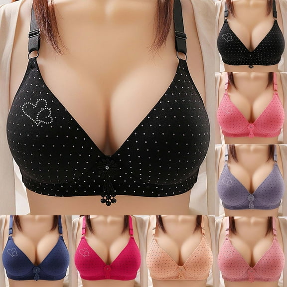 Jacenvly New Ladies Bras Woman's Embroidered Glossy Comfortable Breathable Bra Underwear No Rims Soft Satiny Woman Bras on Sale No Wire Black