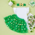thumbnail image 6 of XAOFW Girl's Outfits Sets St Patrick's Day Fly Sleeve Crewneck Romper And Polka Dot Skirts Kids Two Piece Outfits Holiday Vacation Soft Breathable Baby Clothes Sets, 6 of 8