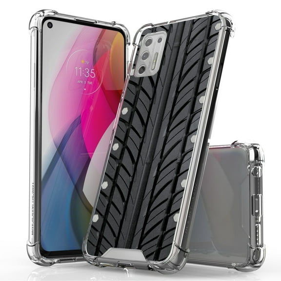 ANJ  Hybrid Slim Hard Back Cover Case Flexible Bumper for Motorola Moto G Stylus 2021 - Tire Track