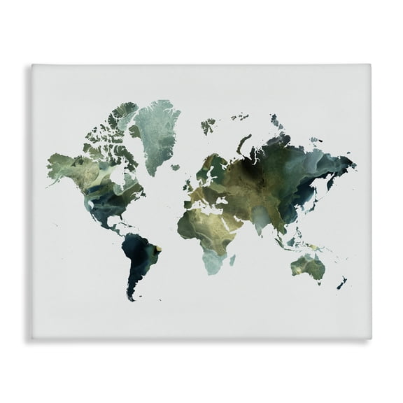 Stupell Industries Scandinavian Green Toned World Map Canvas Art, 30 x 24, by Grace Popp