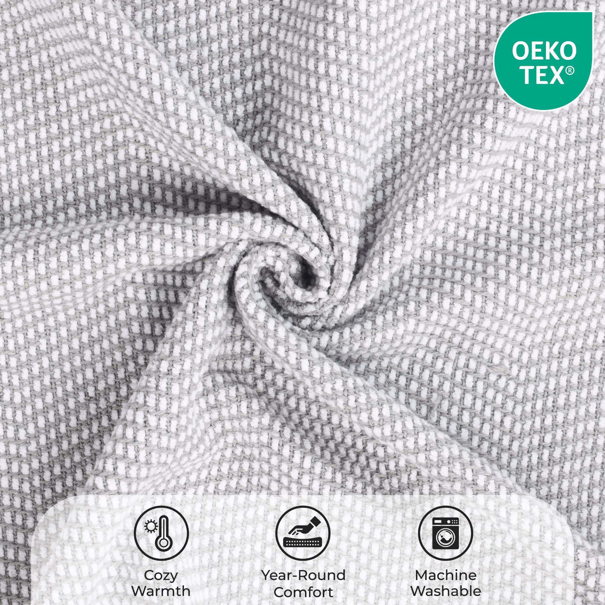 Superior Chrisney Chevron Cotton Blanket, Full/Queen, Grey