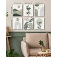 thumbnail image 4 of Drsoum Botanical Boho Wall Art Modern Sun Decor Minimalist Green Leaf Wall Painting 8x10in6pcs Natural Framed, 4 of 5