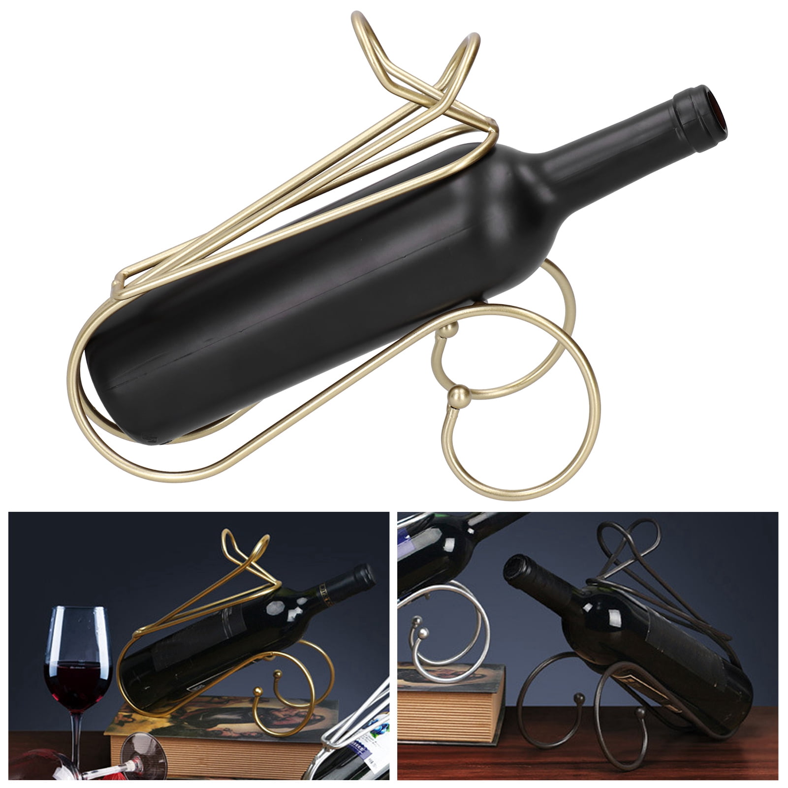 Porte-bouteille à Vin Support de Comptoir de Table Autoportant en Métal Décoration Moderne Simple Or