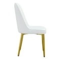 thumbnail image 6 of Hassch Modern PU Leather Dining Chairs Set of 2, White Upholstered with Ergonomic Curved Design, Padded Seat, and Golden Metal Legs, 300lbs Weight Capacity, 6 of 7