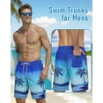 thumbnail image 5 of Justay Story Mens Swim Trunks 9" with 2 in 1 Compression Breathable Liner Zipper Pockets Quick Dry Swim Bathing Suit Summer Beach Hawaiian Shorts, Size S-2XL, 5 of 6