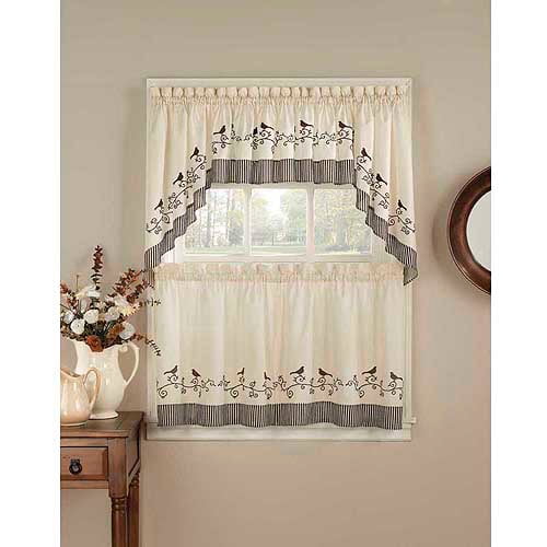 CHF & You Birds Tailored Kitchen Curtains, Set of 2