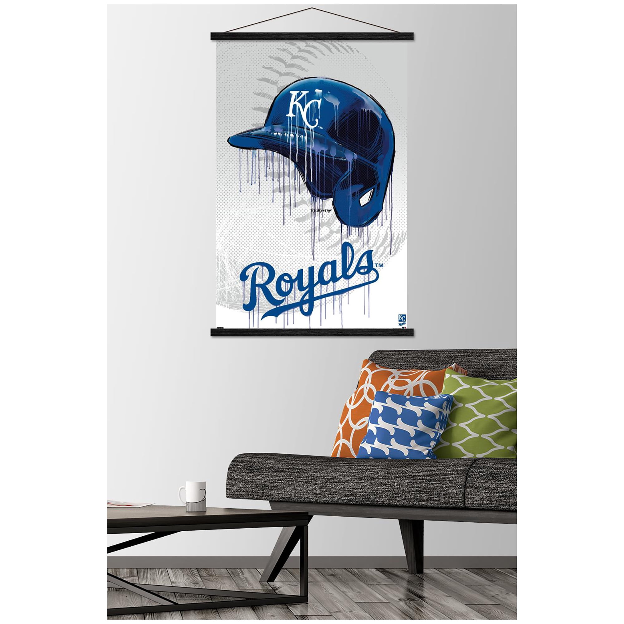 MLB Kansas City Royals - Drip Helmet 22 Wall Poster with Magnetic Frame, 22.375" x 34"
