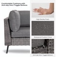 thumbnail image 3 of LAUSAINT HOME 7 Pieces Outdoor Furniture Set, Patio Modern Rattan Wicker Sectionals with 6 Chairs and 1 Coffee Table, Gray Cushions, 3 of 9