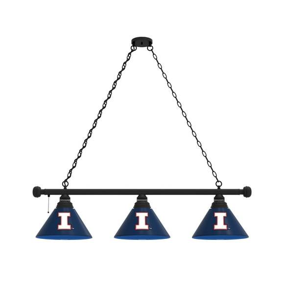 University of Illinois 3 Shade Billiard Light with Black Fixture