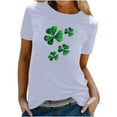 thumbnail image 1 of Besolor T-Shirts de la Saint-Patrick pour Femmes Été Col Rond Manches Courtes Tuniques Tops Décontractés Blouse Graphique Ample, 1 of 6