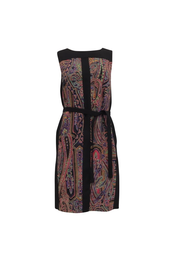 Pre-Owned Etro Paisley-Print Belted Mini Dress in Multicolor Wool