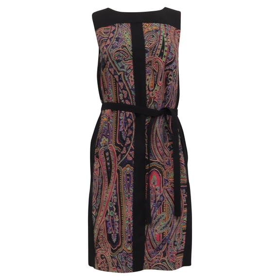 Pre-Owned Etro Paisley-Print Belted Mini Dress in Multicolor Wool