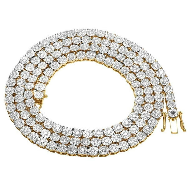 Jewelry Unlimited Mens 10k Yellow Gold Real Vs Diamond 4mm Cluster Tennis Chain Necklace 14 Ct 24 Walmart Com Walmart Com