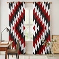 thumbnail image 4 of Red Aztec Kitchen Curtains 84 Inch Length, Black White Southwest Vintage Abstract Geometric Grommet Top Bedroom Living Room Curtains, Light Filtering Cafe Curtain Drapes 2 Panels Set 84''x84'', 4 of 9