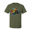 thumbnail image 2 of Wild Bobby, Colorful Rainbow Moose Head Wildlife Animal Lover Men's Graphic T-Shirt, Military Green, 3XL, 2 of 3