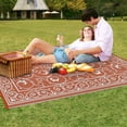 thumbnail image 5 of TacleeKii Outdoor Patio Rug 8' x 10' Reversible Camping Mat, Stain-Resistant Plastic Straw Rug, for Porch, Deck, Balcony, Beach, Garden, Orange, 5 of 7