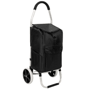 Shopping Trolley with Wheels,Trolley Black Foldable Shopping Cart,Removable Shopping Oxford Waterproof Bag,Black